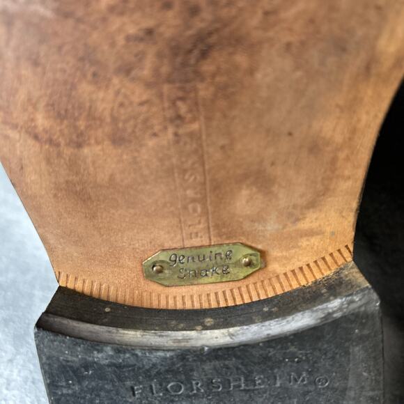 Florsheim Brown Barret's Men's Genuine Snake Shoes Tassel Lace Up Sz 12 D 11172 - Picture 7 of 9